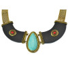 N-5774 Bohemian Vintage Silver Gold Plated Width Chains Turquoise Stone Beads Moon Collar Choker Necklace for Women Jewelry