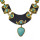 N-5773 Bohemian Silver Gold Plated Width Chains Turquoise Stone Beads triangle metal Choker Necklace