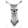 N-5780 Bohemian Retro Silver Plated Chains Turquoise Bead Long Tassel Irregular Geometry Rivet Pendant Necklace for Women