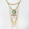 2015 vintage necklace silver gold chain rhinestone turquoise bead multi layered tassel long pendant necklace earrings set