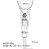 2015 vintage necklace silver gold chain rhinestone turquoise bead multi layered tassel long pendant necklace earrings set