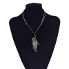 N-5779 Bohemian Silver bronze Plated Leather Chain feather shape wings cross pendant Necklace