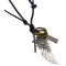 N-5779 Bohemian Silver bronze Plated Leather Chain feather shape wings cross pendant Necklace