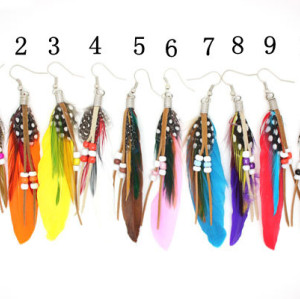 E-3570 Fashion Sexy Bohemian Multicolor Feather Tassel Earrings for Women