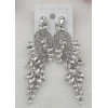 E-3572 New Fashion Women Earrings Silver Plated Charm Clear Blue Crystal Leaves Long Drop Earrings for Bridal Wedding Accessories