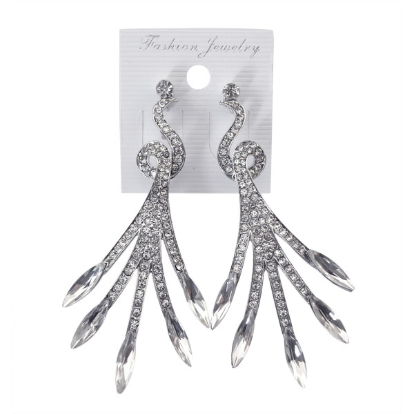 E-3571 Bohemian silver plated colorful crystal beads China's phoenix image dangle earrings jewelry