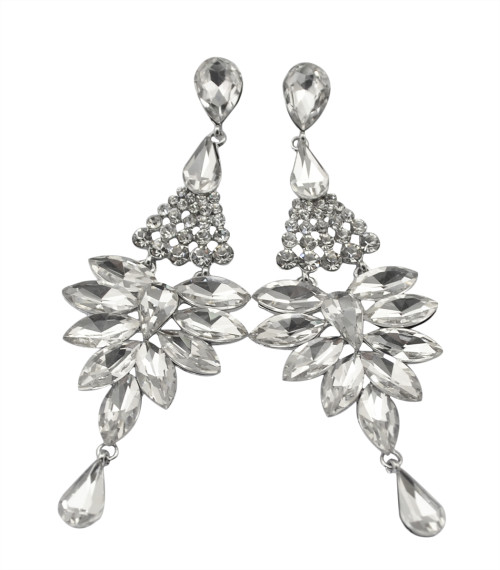 E-3573 Bohemian Silver Plated Alloy Rpyalblue Amethyst Crystal Drop Tassel Wedding Chandelier Earrings
