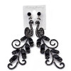 E-3589 New Arrival Fashion Silver Plated Charm Clear Blue Crystal Peacock Long Drop Earrings for Women Jewelry