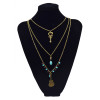N-5785 New Fashion European Multilayer Retro Bronze Keys Guitar Pendant Necklace