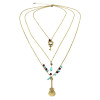 N-5785 New Fashion European Multilayer Retro Bronze Keys Guitar Pendant Necklace