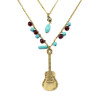 N-5785 New Fashion European Multilayer Retro Bronze Keys Guitar Pendant Necklace