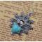E-3592 Bohemian Style Vintage Silver Plated Turquoise Stone Heart Big Flower Dangle Earrings for Women Jewelry