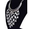 N-5802 European style crescent moon shape chunky chain multi crystal drop tassel collar statement necklace