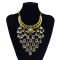N-5802 European style crescent moon shape chunky chain multi crystal drop tassel collar statement necklace