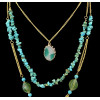 N-5797 Bohemian Style Silver Plated Rhinestone Turquoise Beads  Metal Muti-layer  Chains Tassel Pendant Necklace
