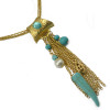 N-5797 Bohemian Style Silver Plated Rhinestone Turquoise Beads  Metal Muti-layer  Chains Tassel Pendant Necklace