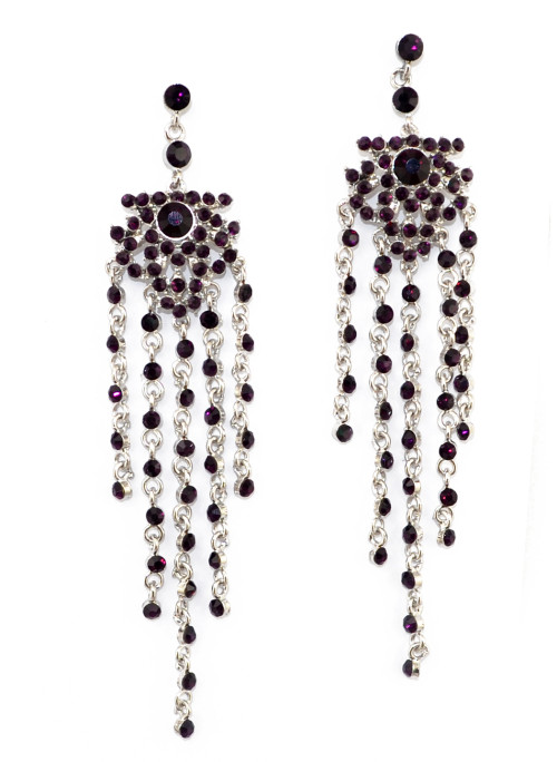 E-3596 New Fashion Bohemian Silver Plated Alloy   Crystal  Beads Tassel Long   Earrings For Women Jewelry