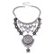 N-5805 European fashion alloy plated thread metal pendant multi chain crystal collar choker necklace