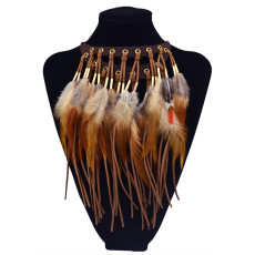 N-5806 Indian Design Charm Exaggerated Jewelry Precious  Feather Necklaces & Pendants Women Glam Feather Chain Statement Necklaces