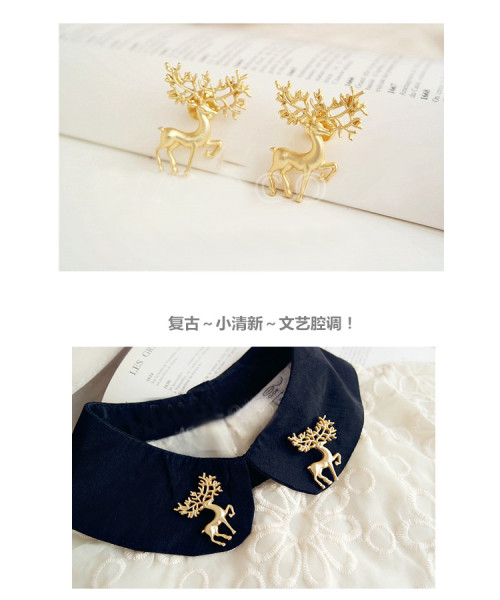P-0197 New Fashion Silver Gold Plated Lovely Deer  Animal Design Brooch Pin For Women