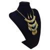 N-5807 Bohemian Vintage Jewelry Gold Silver Plated Carving Flower Turquoise Bead Leaf Tassel Pendant Necklace Earrings Set for Women