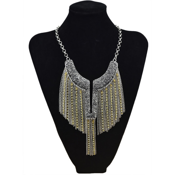 N-5808 European style silver gold plated angle wing shape rhinestone metal tassel choker bib necklace