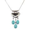 N-5814 Antique Tibetan Silver  Plated Alloy Oval Nature Turquoise Beads Flower Pendant Necklace For Women