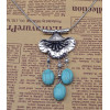 N-5814 Antique Tibetan Silver  Plated Alloy Oval Nature Turquoise Beads Flower Pendant Necklace For Women