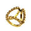 R-1262 Newest Punk Style Yellow Rhinestone 3 Circle Women Scarf Brooch