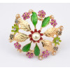 P-0199 New design fashion golden plated alloy crystal &Artificial pearl leaf shape Brooch flower brooch for women jewelry