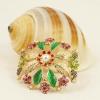 P-0199 New design fashion golden plated alloy crystal &Artificial pearl leaf shape Brooch flower brooch for women jewelry