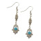 E-3601 ew Fashion Silver Plated Blue Beads Hand Of Fatima Dangle Earrings For Women