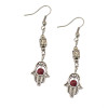 E-3601 ew Fashion Silver Plated Blue Beads Hand Of Fatima Dangle Earrings For Women