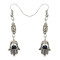 E-3601 ew Fashion Silver Plated Blue Beads Hand Of Fatima Dangle Earrings For Women