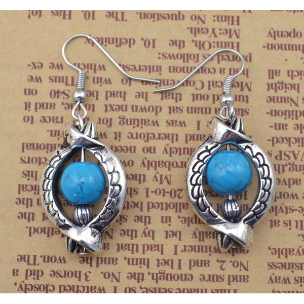 E-3600 New Arrival Bohemia Fashion Popular Silver Plated Beads Dangling Charm Earrings