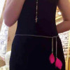 N-5823 Retro Exquisite Indian Feather Bohemia Lady Dress Sweater Necklace Women Feather Belt Waist Chain All-match