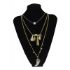 N-5817 Fashion Gold Plated Multilayer Turquoise Tassel Charm Long Necklace For Women