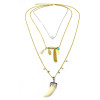 N-5817 Fashion Gold Plated Multilayer Turquoise Tassel Charm Long Necklace For Women