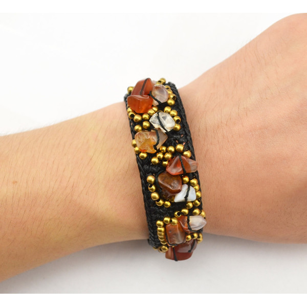 B-0605 New Fashion Bohemian Style Natural Turquoise Beads Braided Rope Cuff Bracelets for Women Jewelry