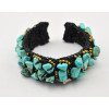 B-0605 New Fashion Bohemian Style Natural Turquoise Beads Braided Rope Cuff Bracelets for Women Jewelry