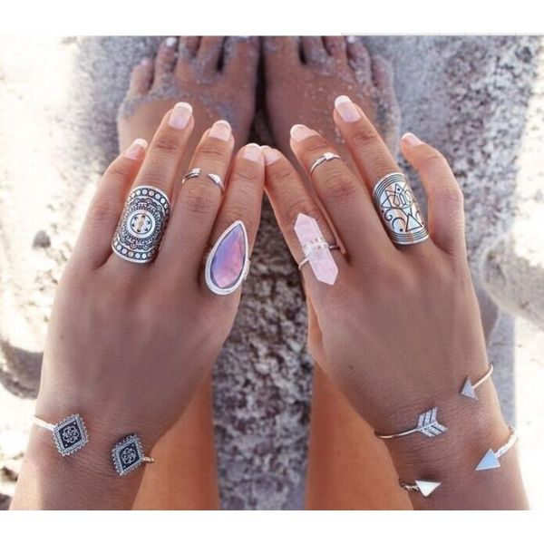 R-1266 New European Fashion Silver Plated Carved Retro Flower Ethnic Tribal Festival Finger Rings