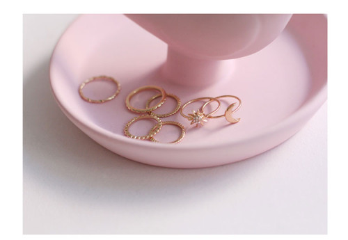 R-1274  7pcs/set New Fashion Jewelry Gold Plated Charm Rhinestone Flower Moon Midi Rings Knuckle Rings for Girls Women