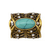 P-0205  Vintage style hollow out flower rhinestone turquoise natural stone scarf pin brooch for women