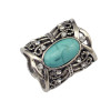 P-0205  Vintage style hollow out flower rhinestone turquoise natural stone scarf pin brooch for women
