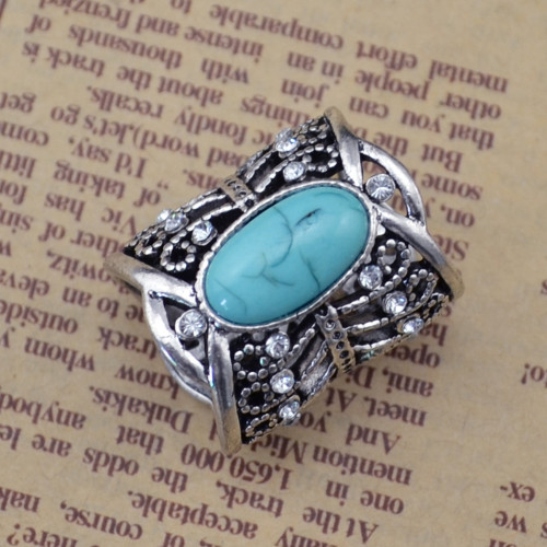 P-0205  Vintage style hollow out flower rhinestone turquoise natural stone scarf pin brooch for women