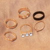 R-1276  6PCS New Design Unique Charm Crystal Punk Gold Plated Finger Knuckle Rings Set for women Fashion Jewelry
