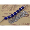 B-0612  New fashion korea style silver plated metal leaves blue resin beads charm bracelets for women jewelry