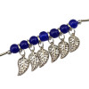 B-0612  New fashion korea style silver plated metal leaves blue resin beads charm bracelets for women jewelry
