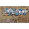 B-0616  Bohemian Boho Retro Silver Plated Inlay Blue Resin Beads Coin Pendant Hand Chain Ring Bracelet For Women