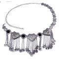 N-5859 *  Gypsy Bohemian Boho Vintage Silver Plated Inlay Acrylic Beads Coin Tassel  Waist Belly  Dance Body Chain Women Jewelry